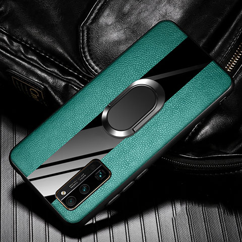 Custodia Silicone Morbida In Pelle Cover con Magnetico Anello Supporto per Huawei Honor 30 Pro+ Plus Verde