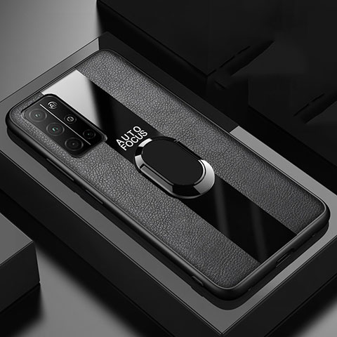Custodia Silicone Morbida In Pelle Cover con Magnetico Anello Supporto per Huawei Honor 30S Nero