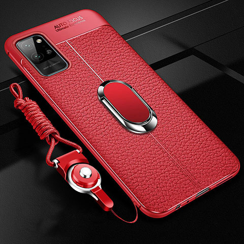 Custodia Silicone Morbida In Pelle Cover con Magnetico Anello Supporto per Huawei Honor Play4 Pro 5G Rosso