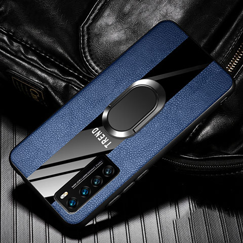 Custodia Silicone Morbida In Pelle Cover con Magnetico Anello Supporto per Huawei Nova 7 5G Blu