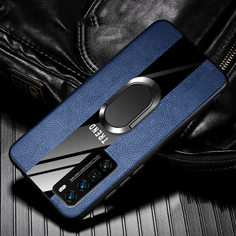 Custodia Silicone Morbida In Pelle Cover con Magnetico Anello Supporto per Huawei Nova 7 Pro 5G Blu