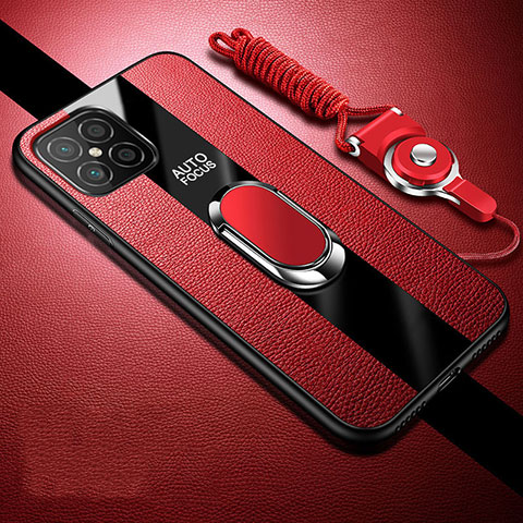 Custodia Silicone Morbida In Pelle Cover con Magnetico Anello Supporto per Huawei Nova 8 SE 5G Rosso