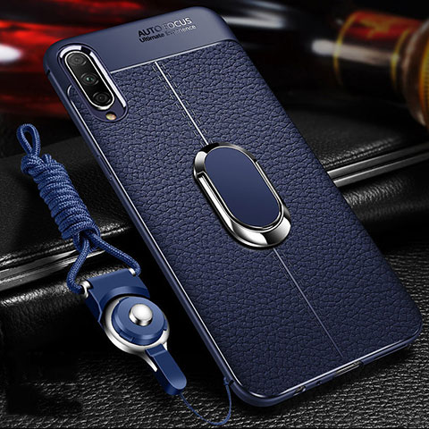 Custodia Silicone Morbida In Pelle Cover con Magnetico Anello Supporto per Huawei Y9s Blu