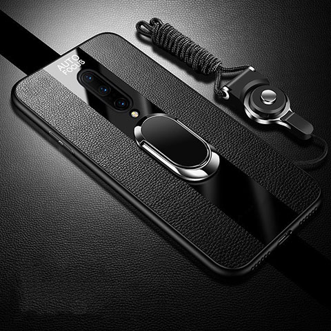 Custodia Silicone Morbida In Pelle Cover con Magnetico Anello Supporto per OnePlus 8 Nero