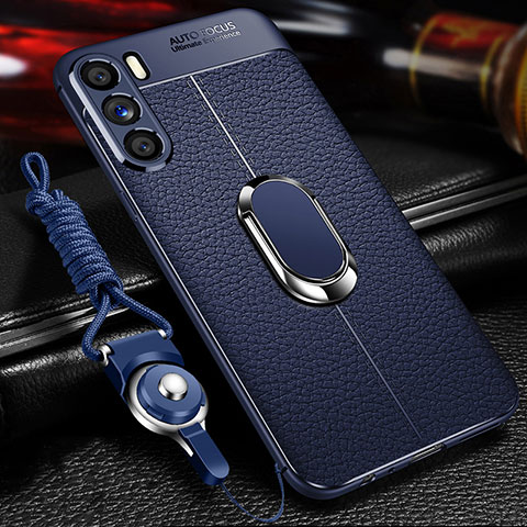 Custodia Silicone Morbida In Pelle Cover con Magnetico Anello Supporto per Oppo K9 Pro 5G Blu