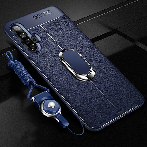 Custodia Silicone Morbida In Pelle Cover con Magnetico Anello Supporto per Realme X50 5G Blu