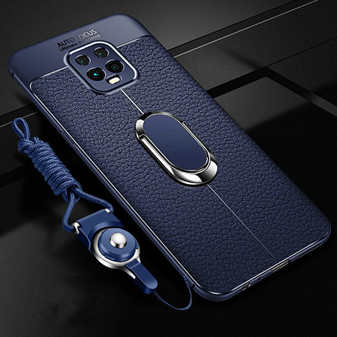 Custodia Silicone Morbida In Pelle Cover con Magnetico Anello Supporto per Xiaomi Redmi 10X 5G Blu
