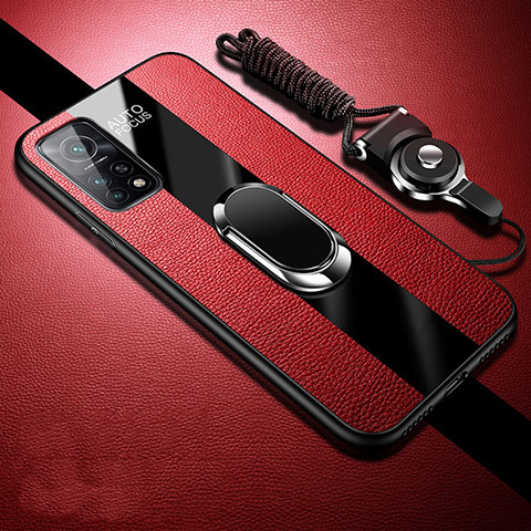 Custodia Silicone Morbida In Pelle Cover con Magnetico Anello Supporto per Xiaomi Redmi K30S 5G Rosso