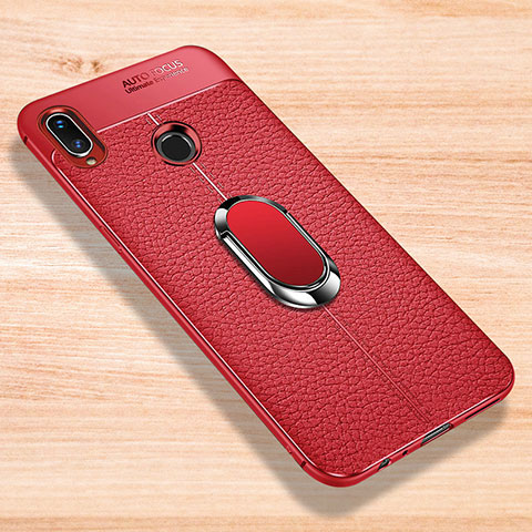 Custodia Silicone Morbida In Pelle Cover con Magnetico Anello Supporto per Xiaomi Redmi Note 7 Pro Rosso