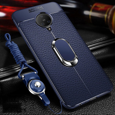 Custodia Silicone Morbida In Pelle Cover con Magnetico Anello Supporto S01 per Vivo Nex 3S Blu