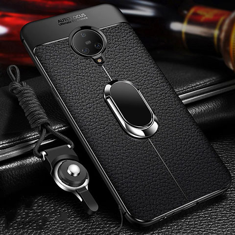 Custodia Silicone Morbida In Pelle Cover con Magnetico Anello Supporto S01 per Vivo Nex 3S Nero