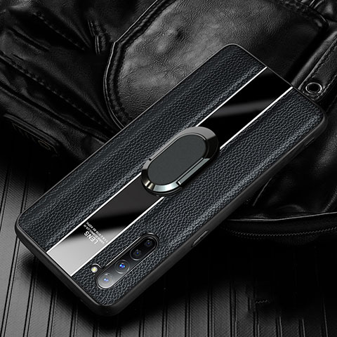 Custodia Silicone Morbida In Pelle Cover con Magnetico Anello Supporto S03 per Oppo Reno3 Nero