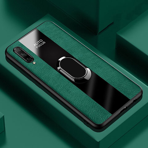 Custodia Silicone Morbida In Pelle Cover con Magnetico Anello Supporto S04 per Huawei Honor 9X Pro Verde