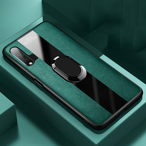 Custodia Silicone Morbida In Pelle Cover con Magnetico Anello Supporto T01 per Huawei Nova 6 5G Verde