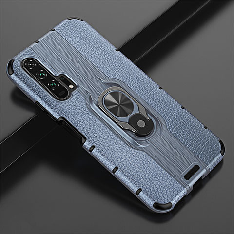 Custodia Silicone Morbida In Pelle Cover con Magnetico Anello Supporto T02 per Huawei Honor 20 Pro Blu