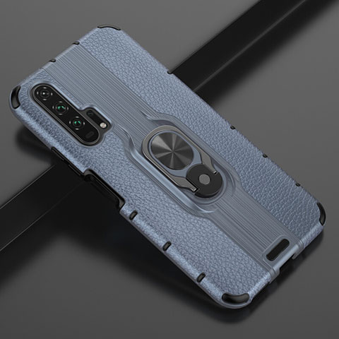Custodia Silicone Morbida In Pelle Cover con Magnetico Anello Supporto T03 per Huawei Honor 20 Pro Blu