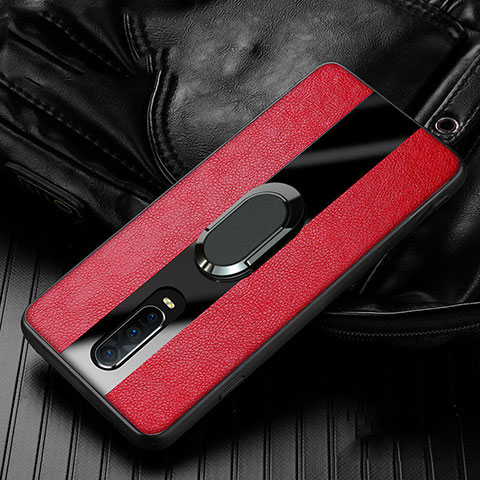 Custodia Silicone Morbida In Pelle Cover con Magnetico Anello Supporto T03 per Oppo RX17 Pro Rosso