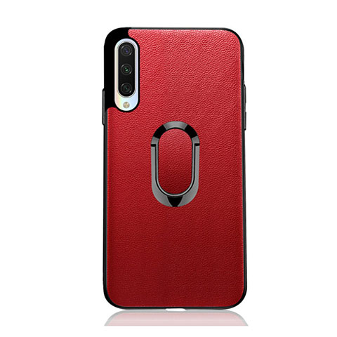 Custodia Silicone Morbida In Pelle Cover con Magnetico Anello Supporto T03 per Xiaomi Mi A3 Rosso