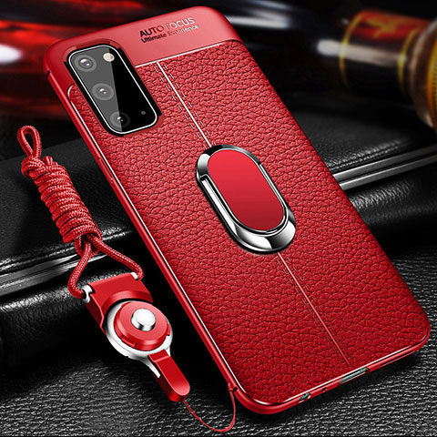 Custodia Silicone Morbida In Pelle Cover con Magnetico Anello Supporto WL1 per Samsung Galaxy S20 Rosso