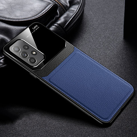 Custodia Silicone Morbida In Pelle Cover con Magnetico FL1 per Samsung Galaxy A23 4G Blu
