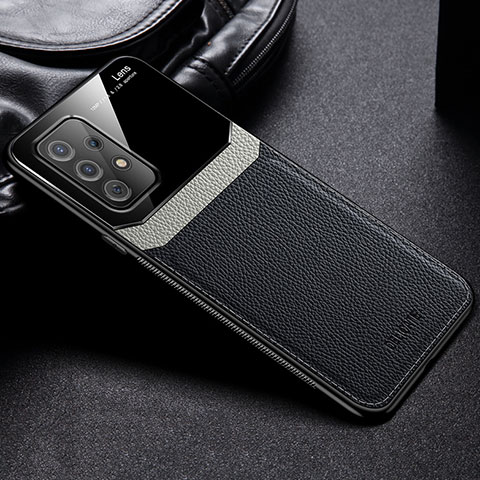 Custodia Silicone Morbida In Pelle Cover con Magnetico FL1 per Samsung Galaxy A52 5G Nero