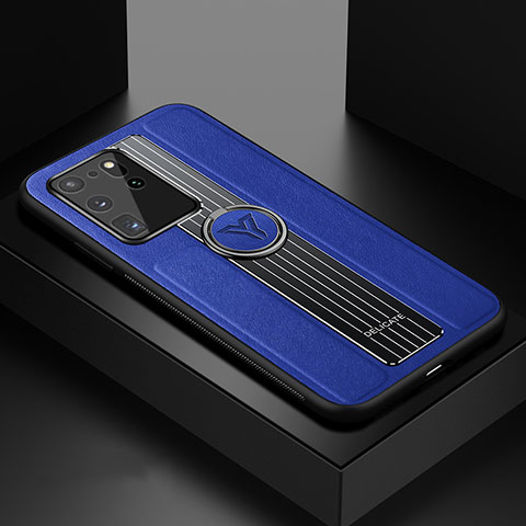 Custodia Silicone Morbida In Pelle Cover con Magnetico FL1 per Samsung Galaxy S20 Ultra Blu