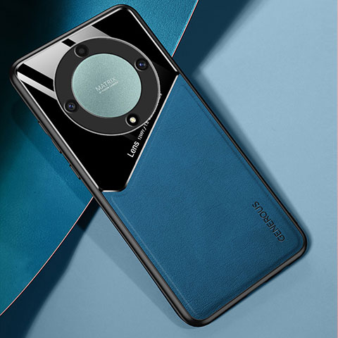 Custodia Silicone Morbida In Pelle Cover con Magnetico per Huawei Honor Magic5 Lite 5G Blu