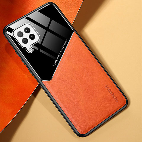 Custodia Silicone Morbida In Pelle Cover con Magnetico per Samsung Galaxy A42 5G Arancione