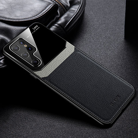 Custodia Silicone Morbida In Pelle Cover con Magnetico per Samsung Galaxy S22 Ultra 5G Nero