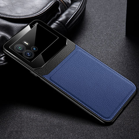 Custodia Silicone Morbida In Pelle Cover con Magnetico per Vivo iQOO 9 5G Blu