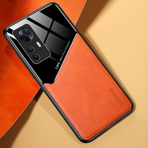 Custodia Silicone Morbida In Pelle Cover con Magnetico per Xiaomi Mi 12T Pro 5G Arancione