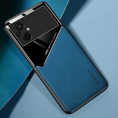 Custodia Silicone Morbida In Pelle Cover con Magnetico per Xiaomi Poco M5 4G Blu