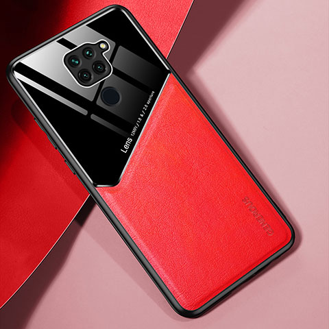 Custodia Silicone Morbida In Pelle Cover con Magnetico per Xiaomi Redmi Note 9 Rosso
