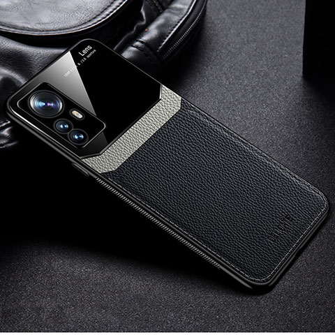 Custodia Silicone Morbida In Pelle Cover con Magnetico S01 per Xiaomi Mi 12S 5G Nero