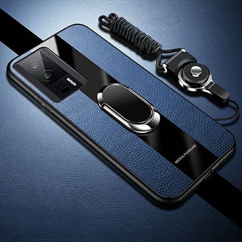 Custodia Silicone Morbida In Pelle Cover con Magnetico S01 per Xiaomi Poco F5 Pro 5G Blu