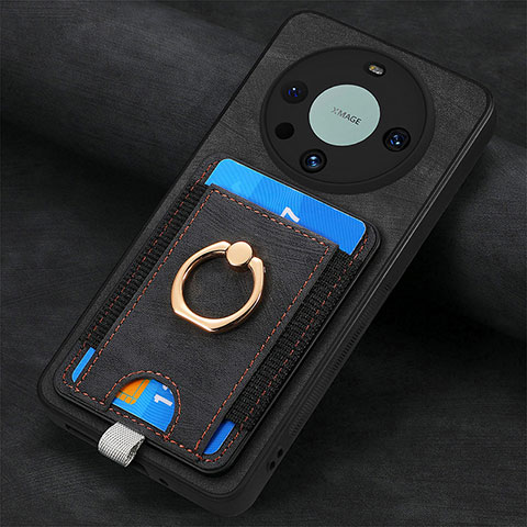 Custodia Silicone Morbida In Pelle Cover con Magnetico S02D per Huawei Mate 60 Pro Nero