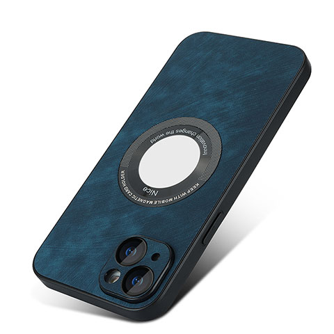 Custodia Silicone Morbida In Pelle Cover con Magnetico S07D per Apple iPhone 13 Blu