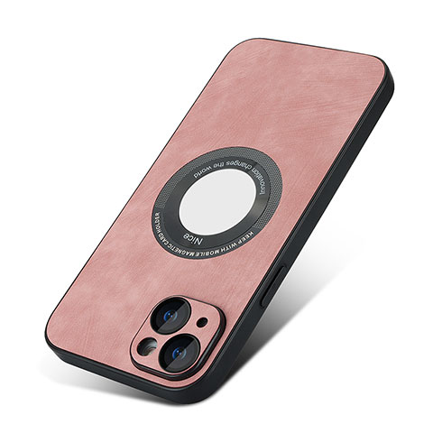 Custodia Silicone Morbida In Pelle Cover con Magnetico S07D per Apple iPhone 13 Oro Rosa