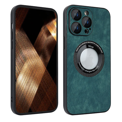 Custodia Silicone Morbida In Pelle Cover con Magnetico S07D per Apple iPhone 13 Pro Verde