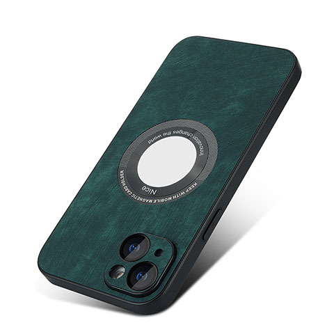 Custodia Silicone Morbida In Pelle Cover con Magnetico S07D per Apple iPhone 13 Verde