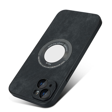 Custodia Silicone Morbida In Pelle Cover con Magnetico S07D per Apple iPhone 14 Plus Nero