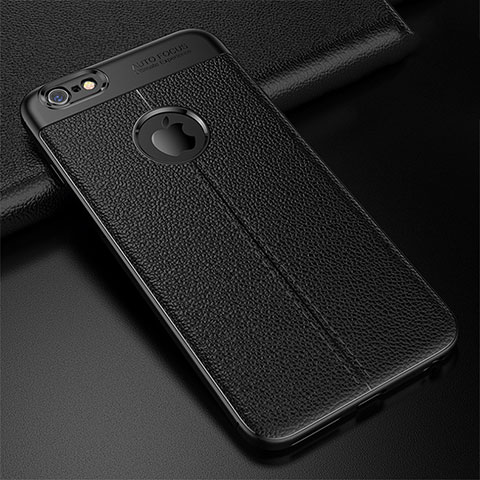 Custodia Silicone Morbida In Pelle Cover D01 per Apple iPhone 6 Nero