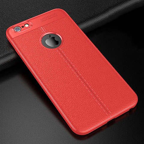 Custodia Silicone Morbida In Pelle Cover D01 per Apple iPhone 6S Rosso