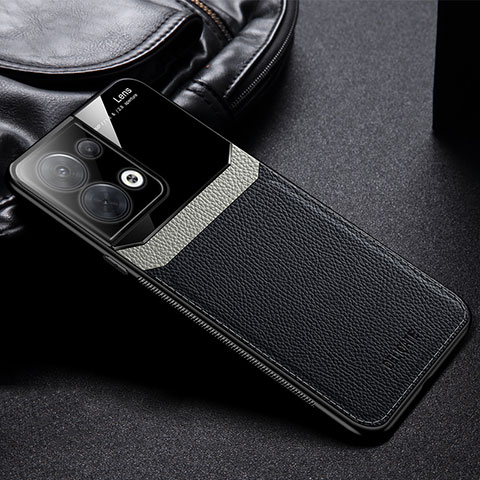 Custodia Silicone Morbida In Pelle Cover FL1 per Oppo Reno9 Pro 5G Nero