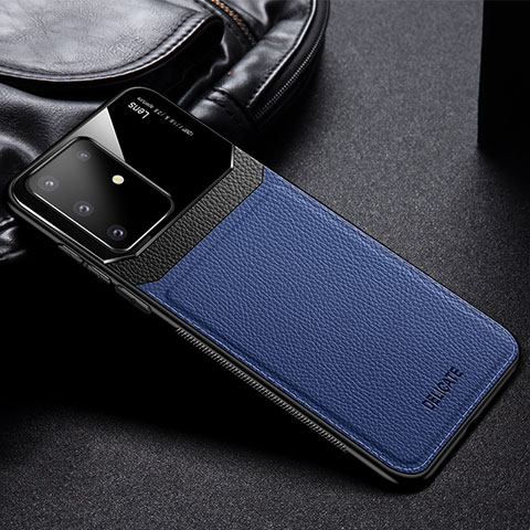 Custodia Silicone Morbida In Pelle Cover FL1 per Samsung Galaxy A91 Blu