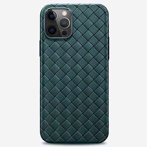 Custodia Silicone Morbida In Pelle Cover H01 per Apple iPhone 12 Pro Max Verde