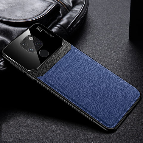 Custodia Silicone Morbida In Pelle Cover H01 per Huawei Mate 20 Blu