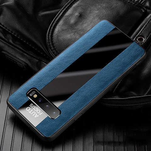 Custodia Silicone Morbida In Pelle Cover H01 per Samsung Galaxy S10 5G Blu