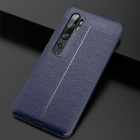 Custodia Silicone Morbida In Pelle Cover H01 per Xiaomi Mi Note 10 Blu