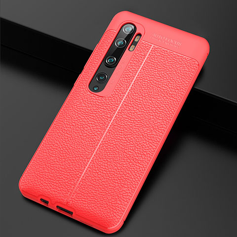 Custodia Silicone Morbida In Pelle Cover H01 per Xiaomi Mi Note 10 Rosso